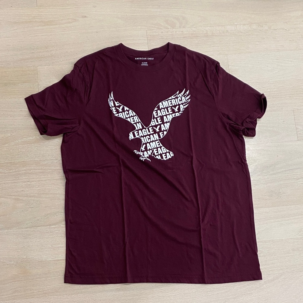 American Eagle Tee - XL - Maroon/ Burgundy